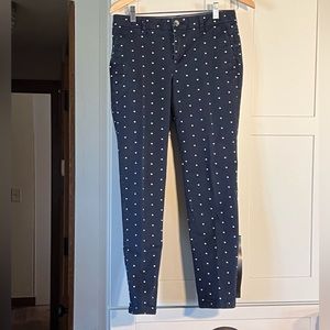 Tommy Hilfiger navy pant with white stars, straight leg, side pockets, size 4